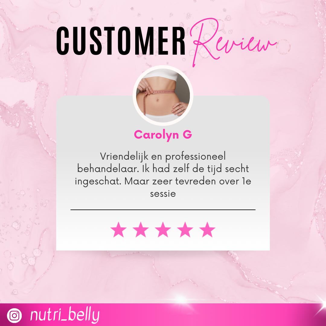 Heel erg tevreden over eerste sessie bij Nutri belly